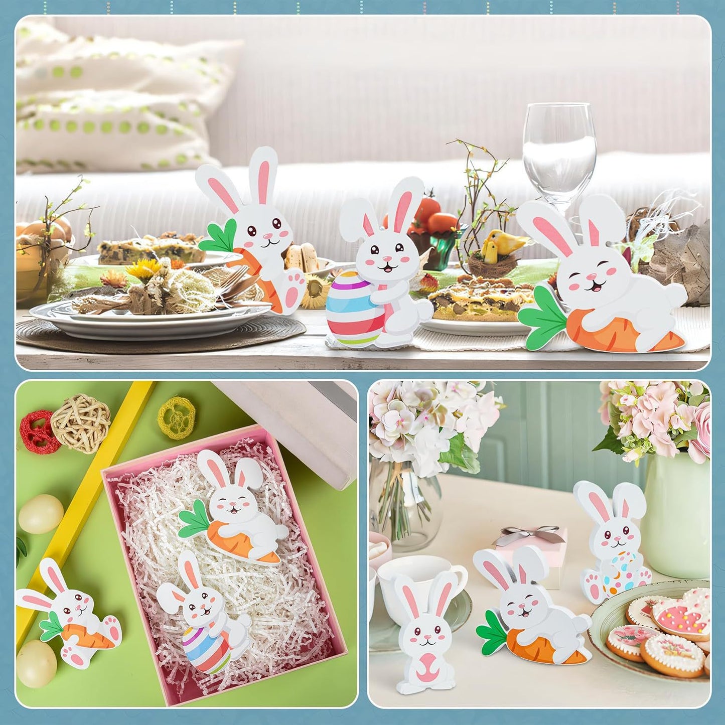 Creative Cartoon Wooden Easter Bunny Decorations