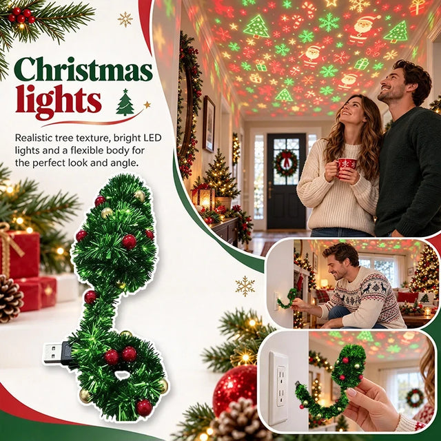 Christmas Tree Snowflake Rotating Projection Lamp