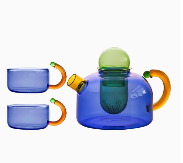 Creative Contrast Color High Temperature Resistant Glass Teapot