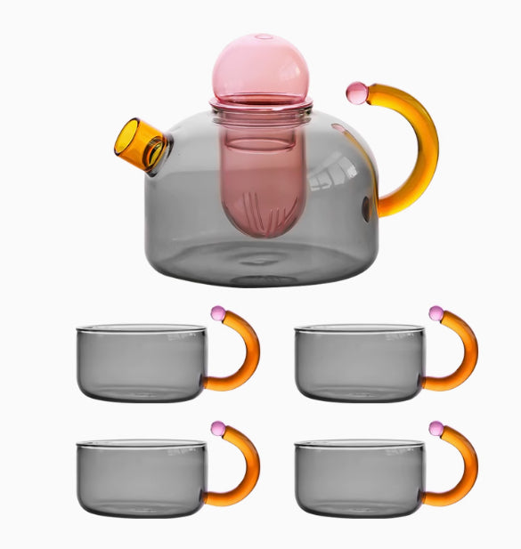 Creative Contrast Color High Temperature Resistant Glass Teapot