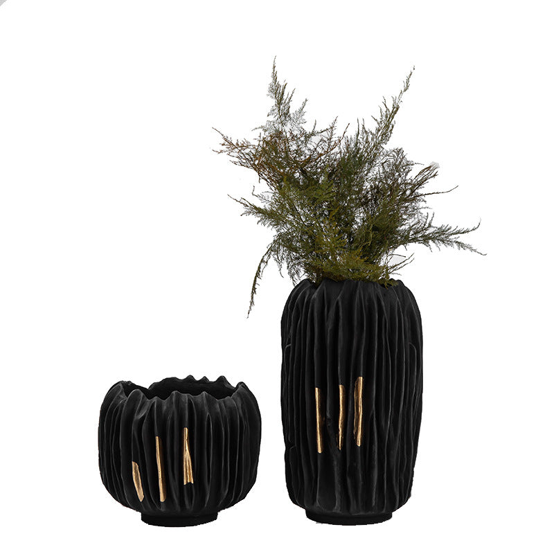 Black Gold Dry Vase Resin Handicraft Decoration