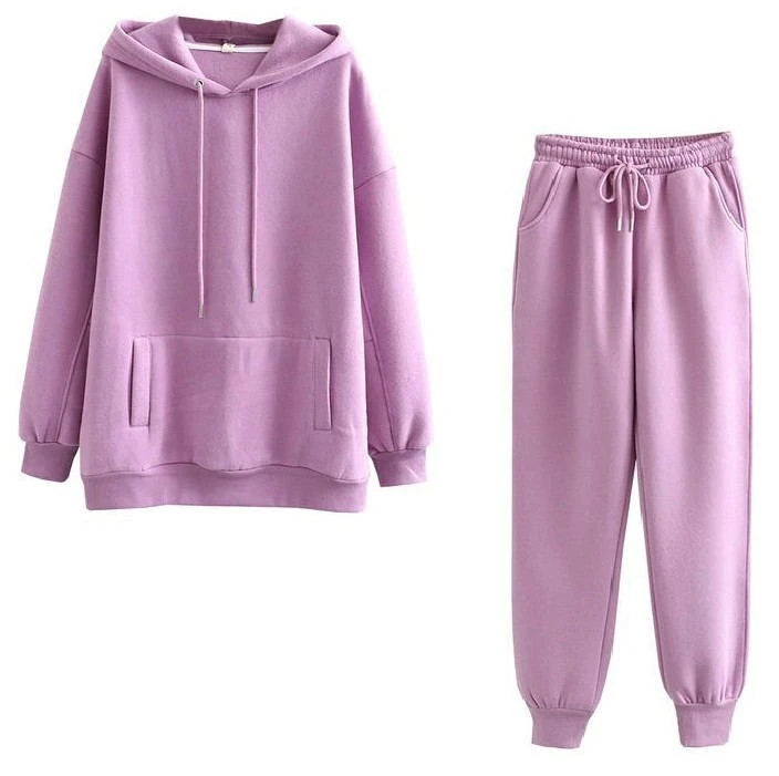 Casual Fleece Sweater Pants Suit