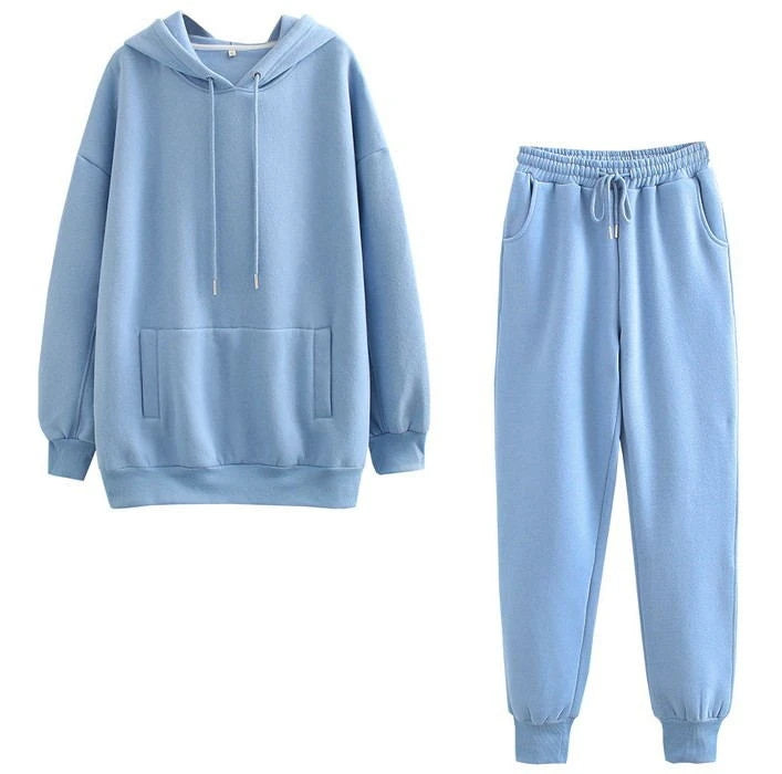 Casual Fleece Sweater Pants Suit