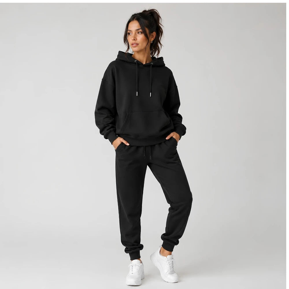 Casual Fleece Sweater Pants Suit