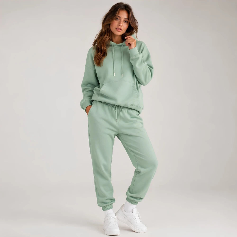 Casual Fleece Sweater Pants Suit
