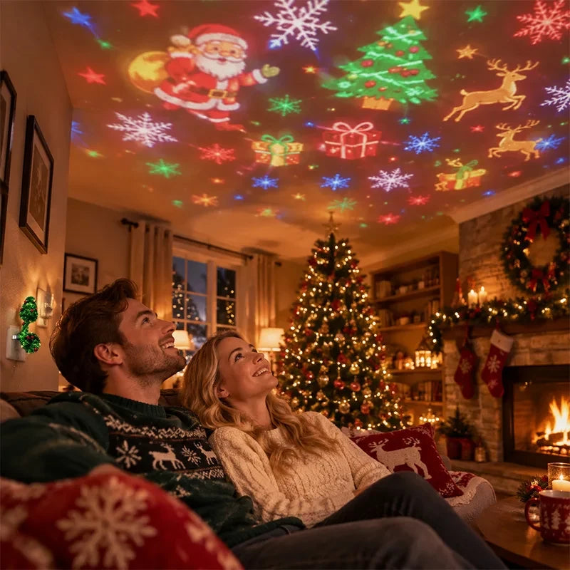 Christmas Tree Snowflake Rotating Projection Lamp
