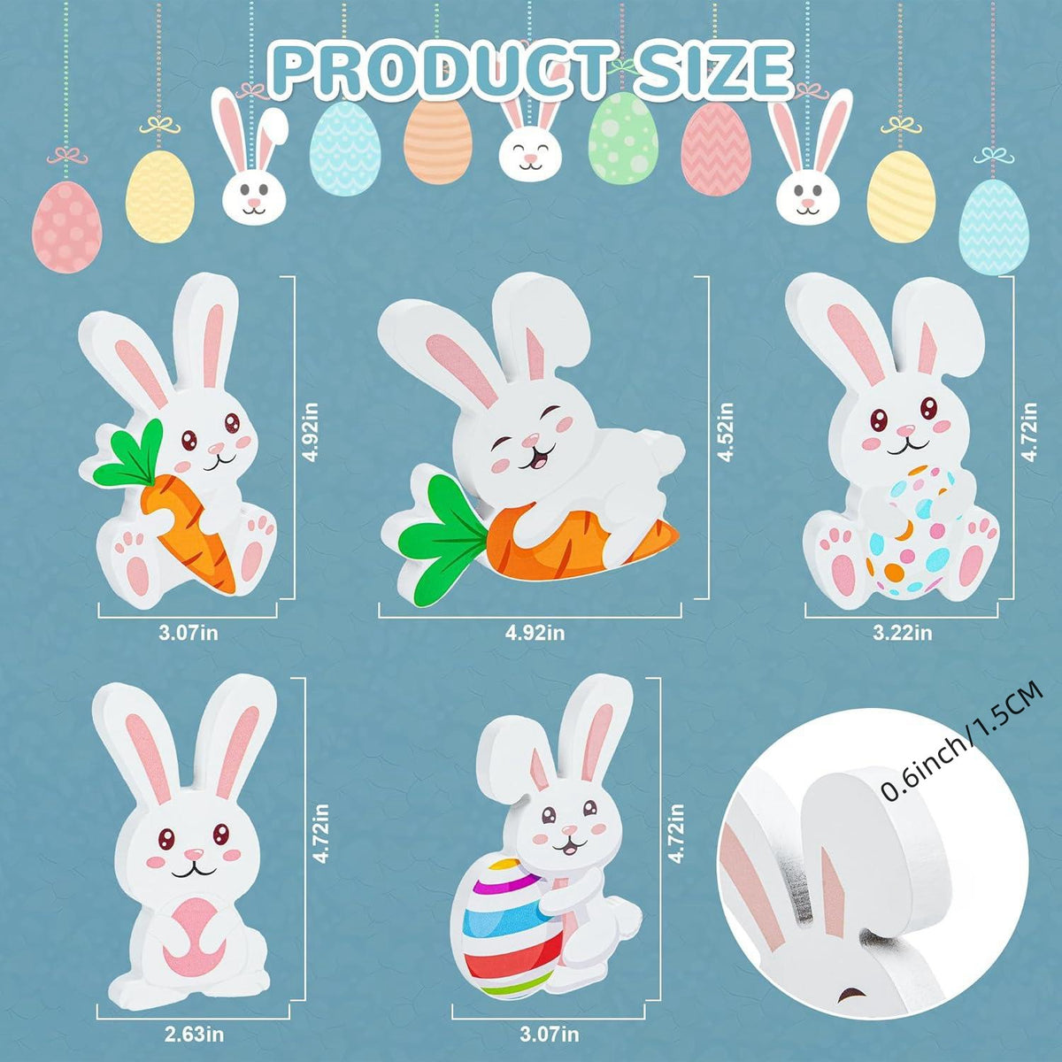 Creative Cartoon Wooden Easter Bunny Decorations