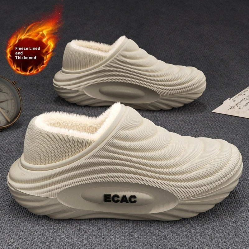 New Warm, Fleece-lined, Thickened Indoor House Slippers With Non-slip, Waterproof Soles