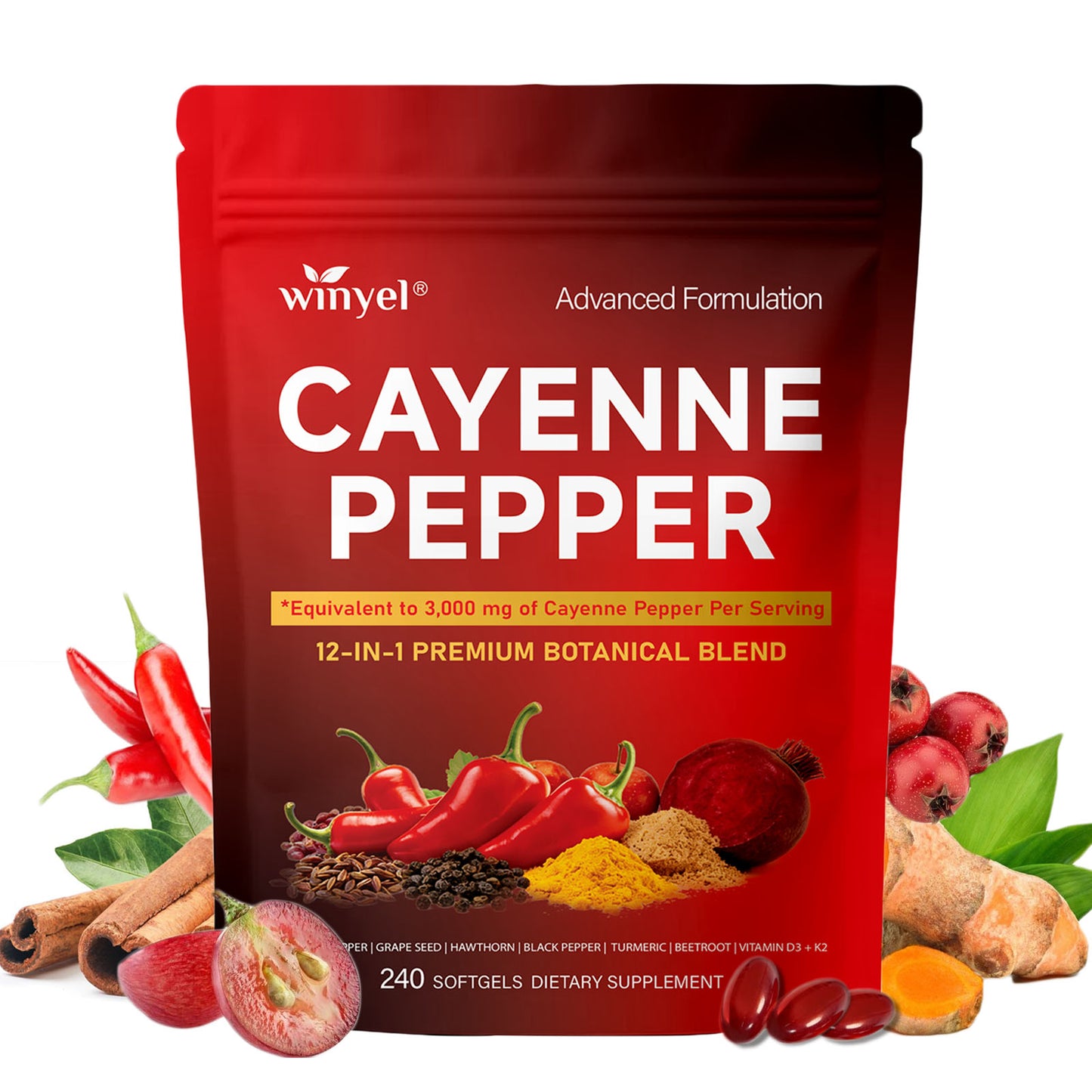 Cayenne Pepper Supplement Daily Circulation Boost Capsules