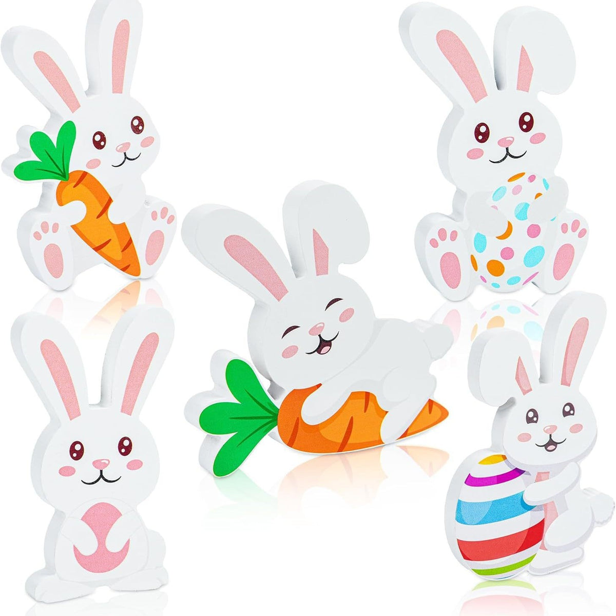 Creative Cartoon Wooden Easter Bunny Decorations
