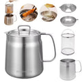 2L Stainless Steel Oil Filter Pot, With Fine Mesh Filter, Oil Storage Tank, Frying Basket