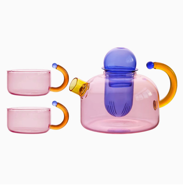 Creative Contrast Color High Temperature Resistant Glass Teapot