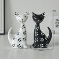 Nordic-style Minimalist Wooden Black-and-white Striped Cat Figurine Set Of Two