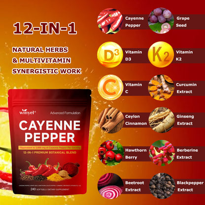 Cayenne Pepper Supplement Daily Circulation Boost Capsules