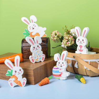Creative Cartoon Wooden Easter Bunny Decorations