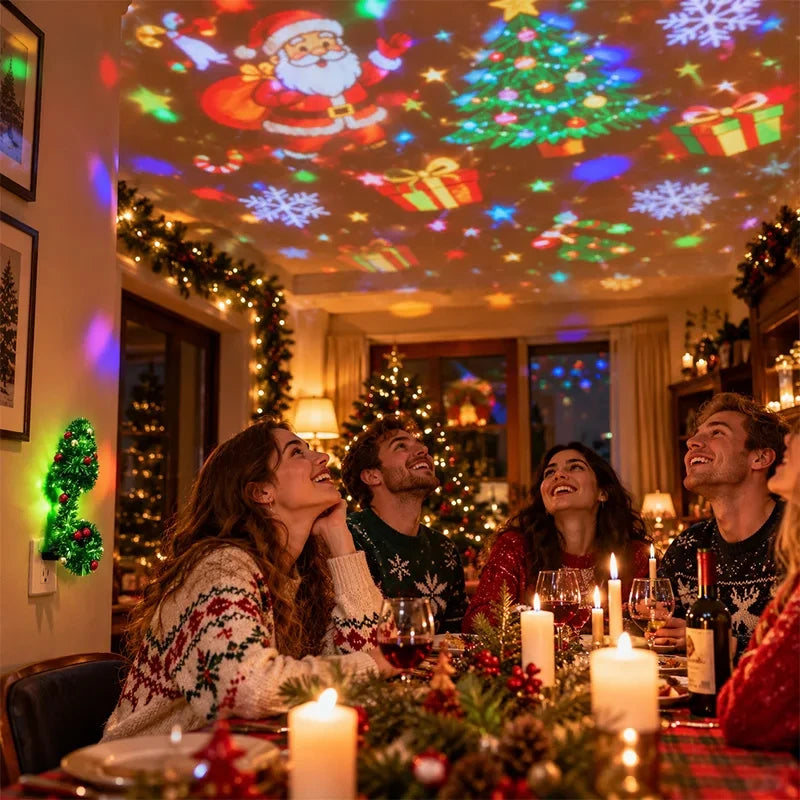Christmas Tree Snowflake Rotating Projection Lamp