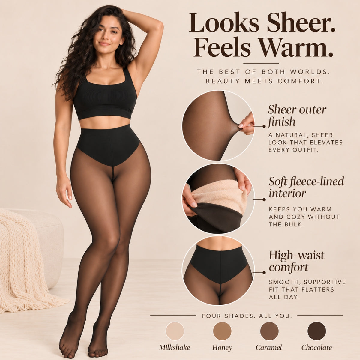Sheer Tone Fleece-Lined Tights