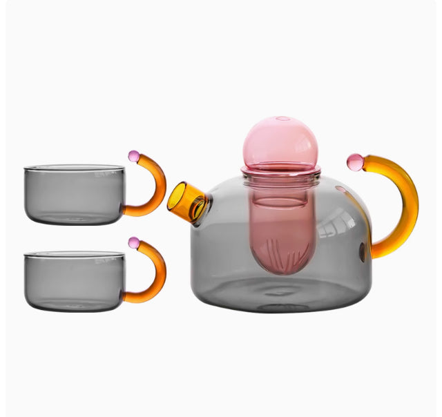 Creative Contrast Color High Temperature Resistant Glass Teapot