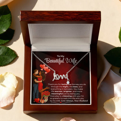 To My Beautiful Wife | Love Script Necklace