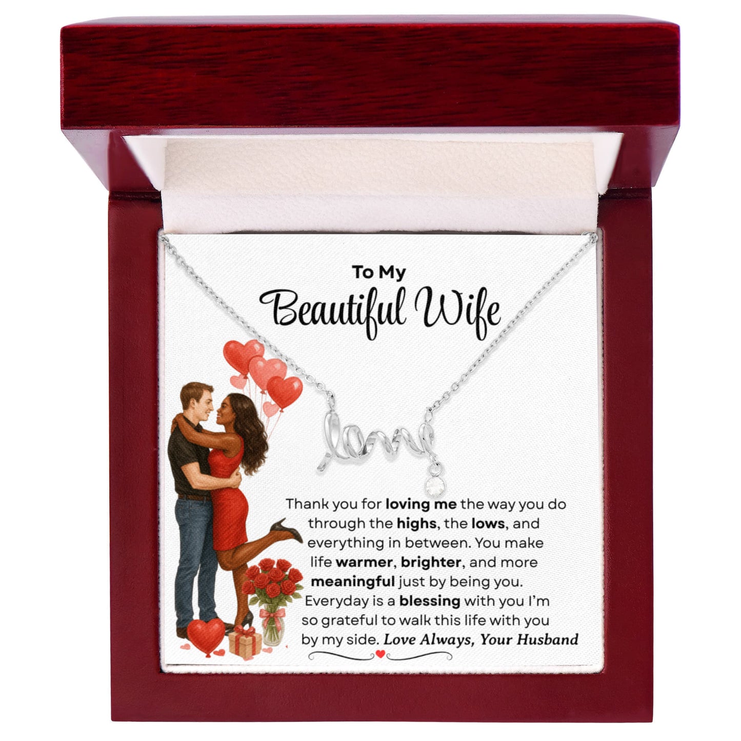 To My Beautiful Wife | Love Script Necklace