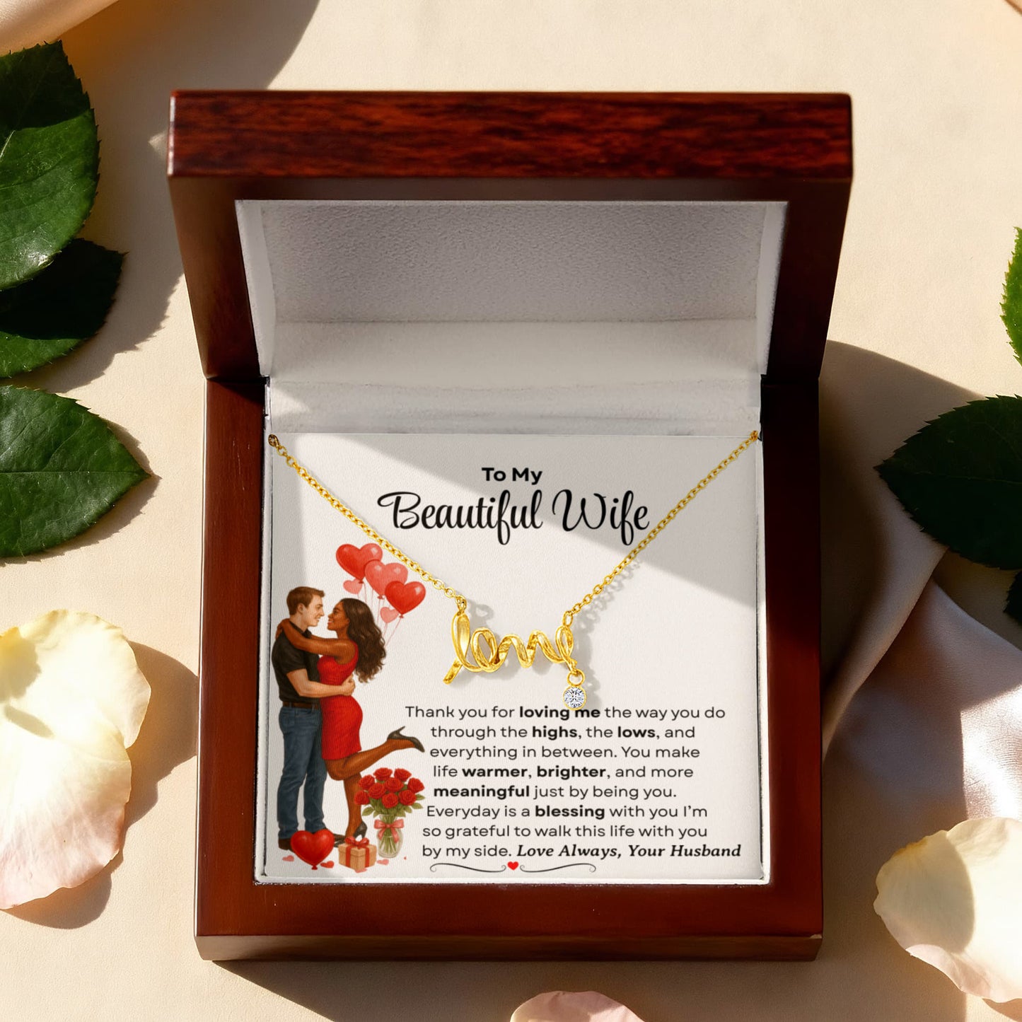 To My Beautiful Wife | Love Script Necklace