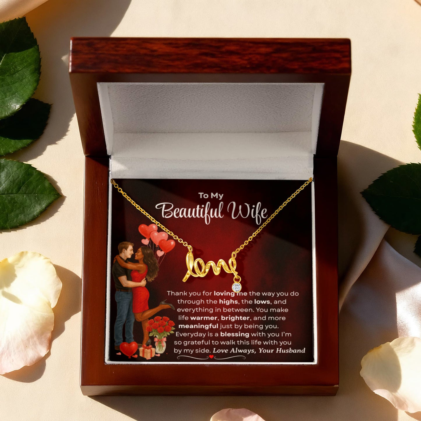To My Beautiful Wife | Love Script Necklace