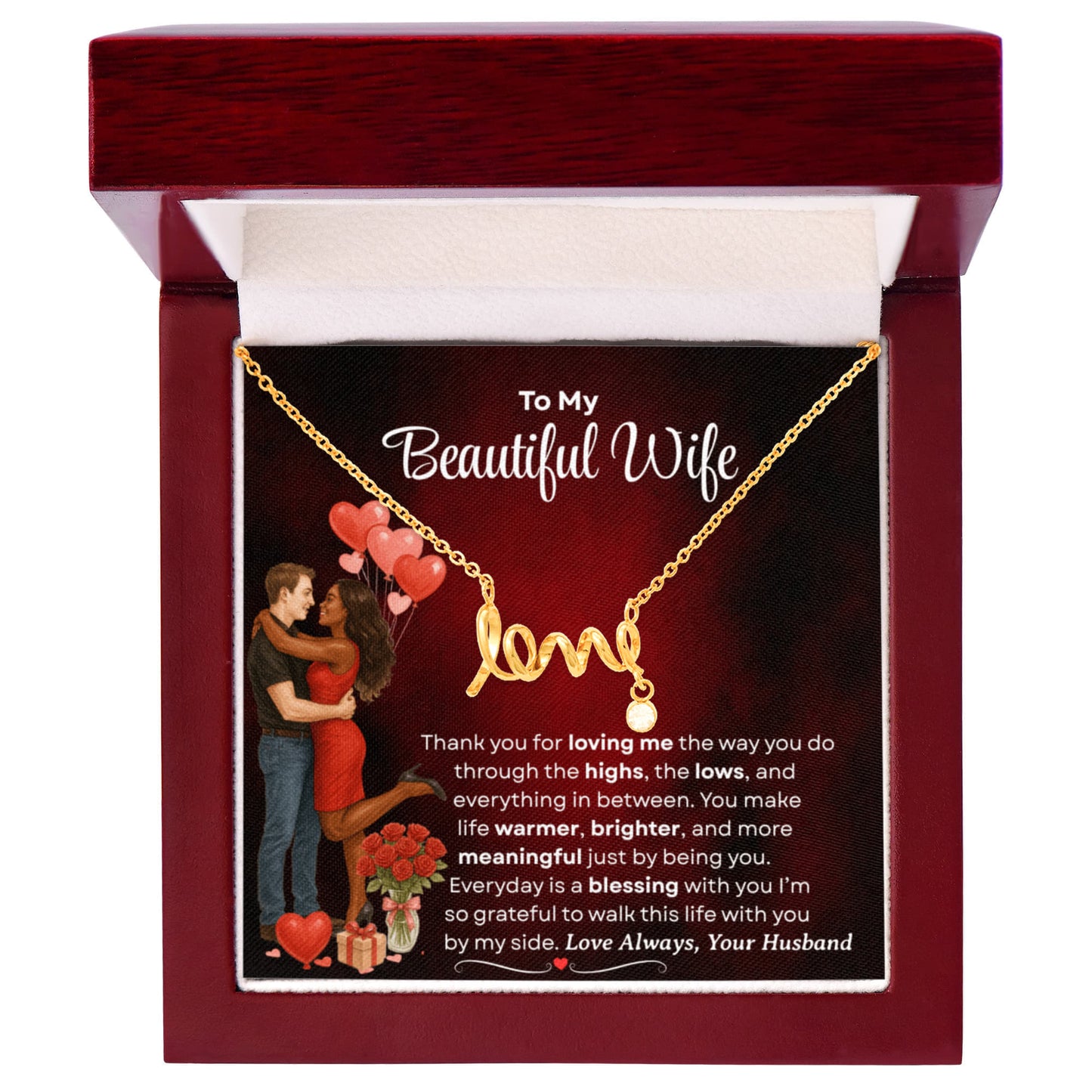 To My Beautiful Wife | Love Script Necklace