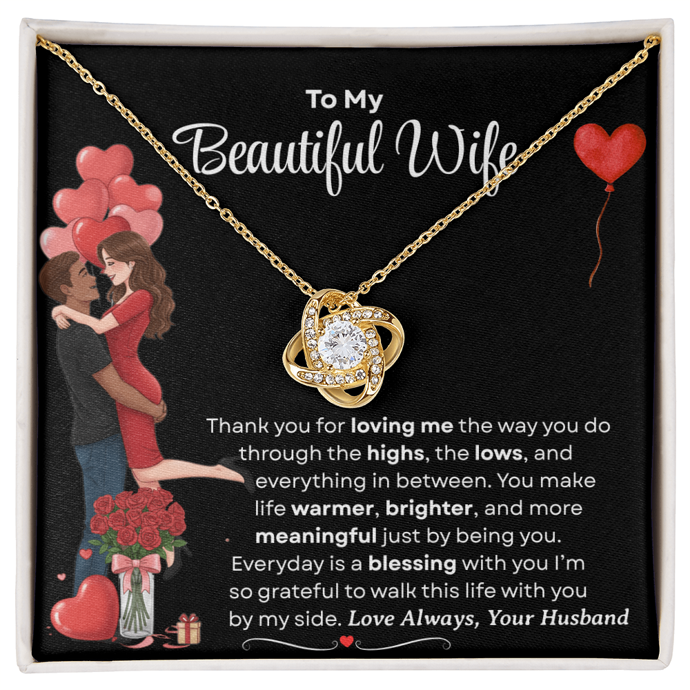 To My Beautiful Wife Love Knot Necklace