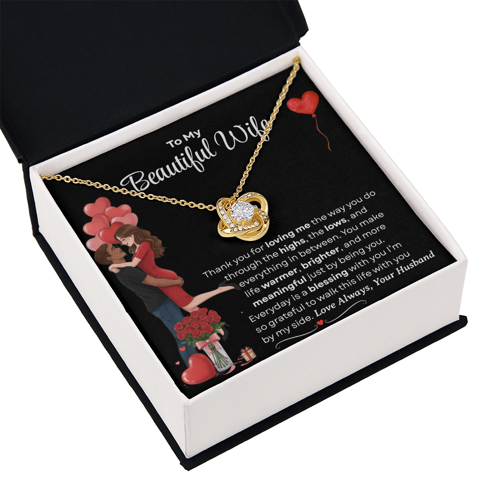 To My Beautiful Wife Love Knot Necklace