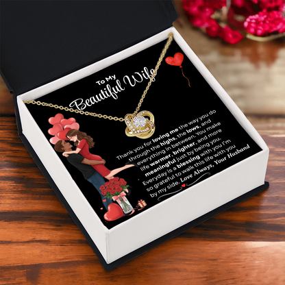 To My Beautiful Wife Love Knot Necklace