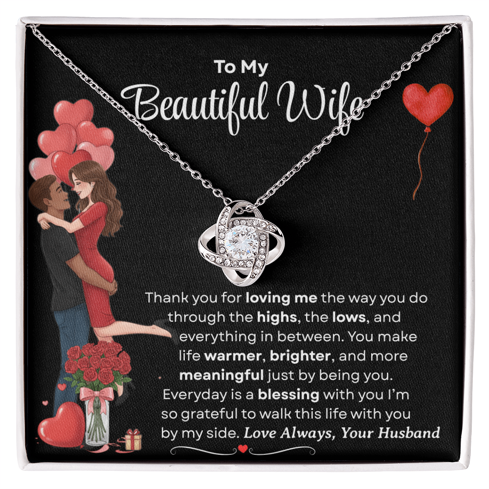 To My Beautiful Wife Love Knot Necklace