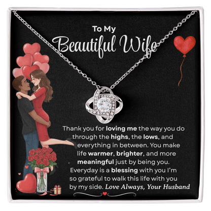 To My Beautiful Wife Love Knot Necklace