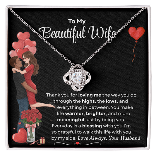 To My Beautiful Wife Love Knot Necklace