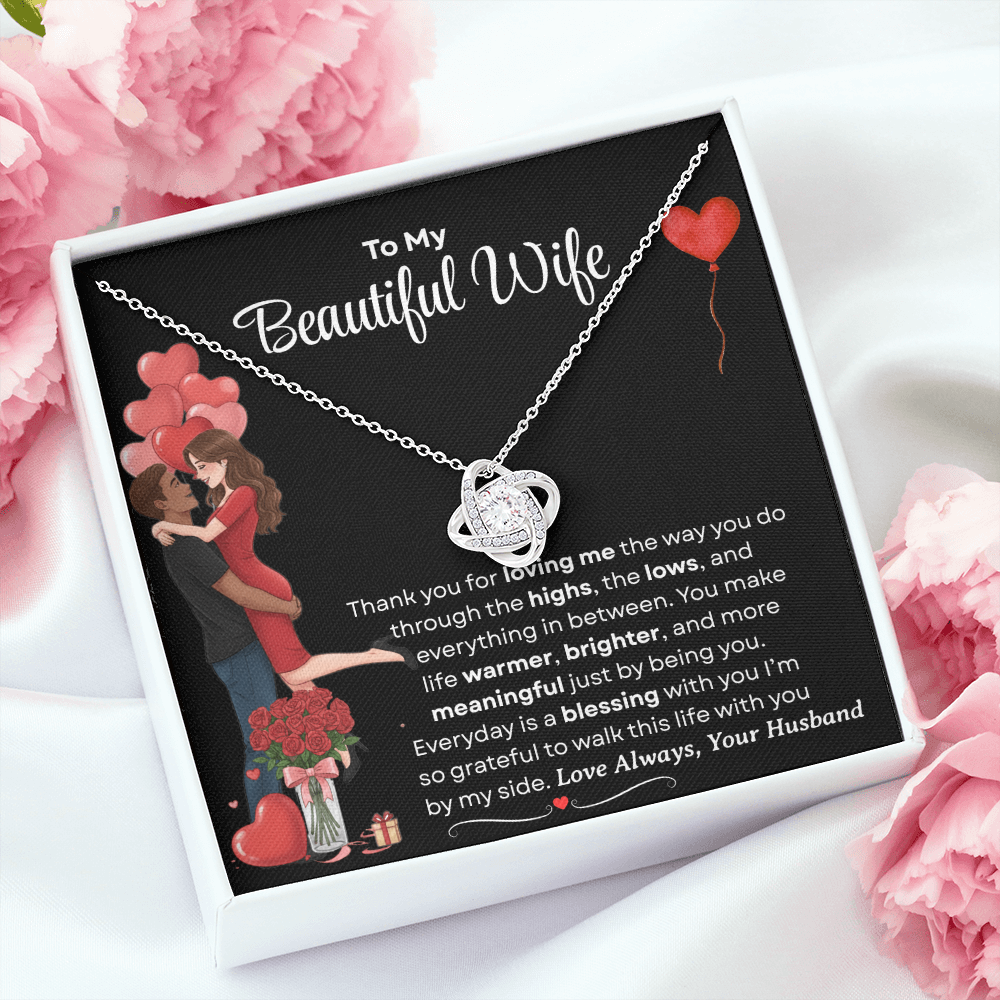 To My Beautiful Wife Love Knot Necklace