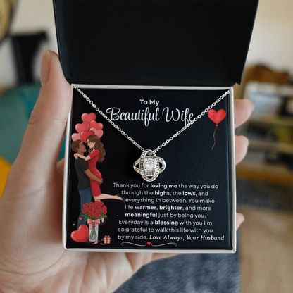 To My Beautiful Wife Love Knot Necklace