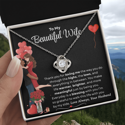 To My Beautiful Wife Love Knot Necklace