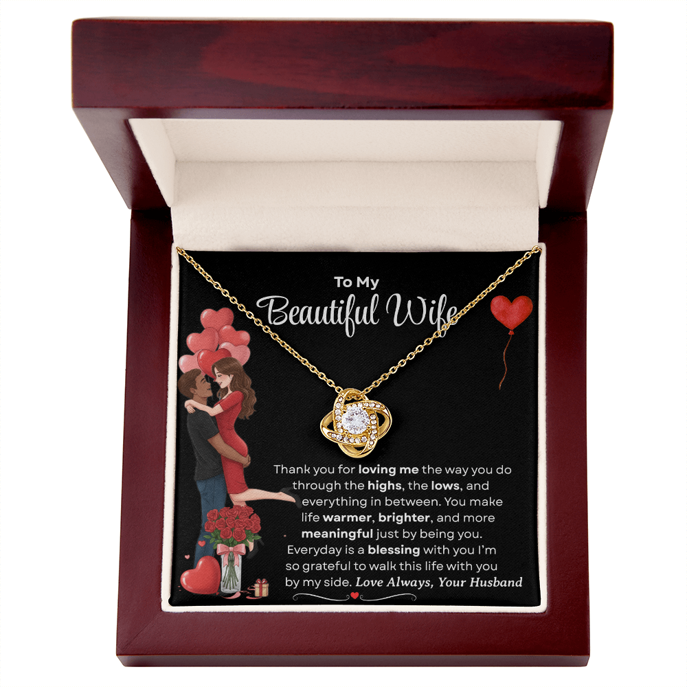 To My Beautiful Wife Love Knot Necklace