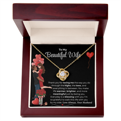 To My Beautiful Wife Love Knot Necklace