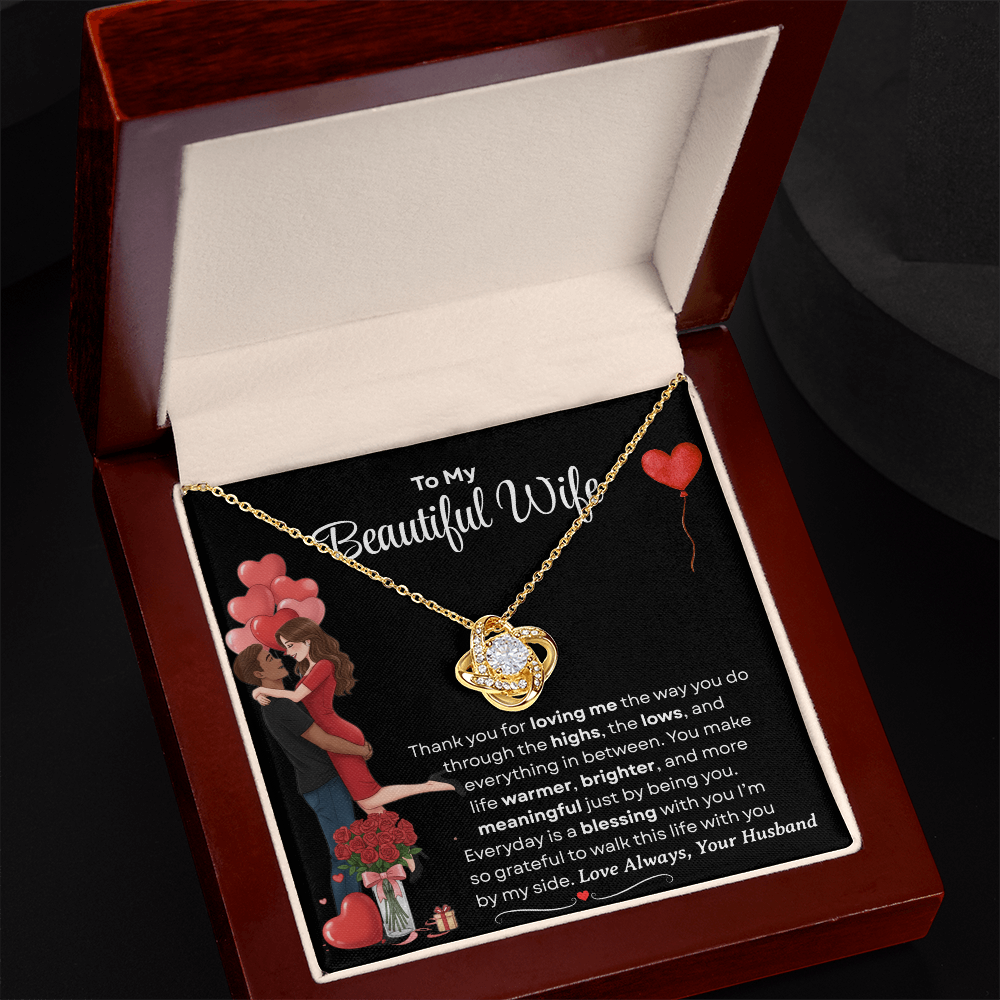 To My Beautiful Wife Love Knot Necklace