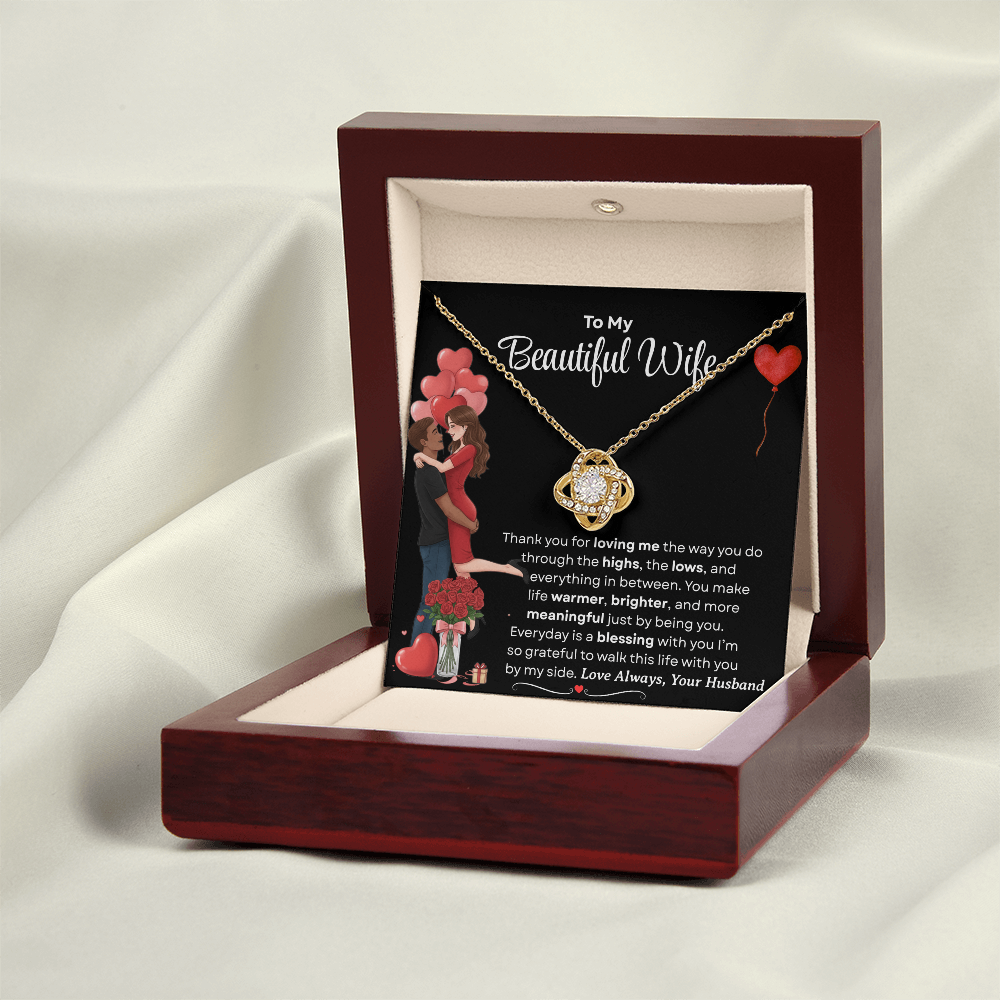 To My Beautiful Wife Love Knot Necklace