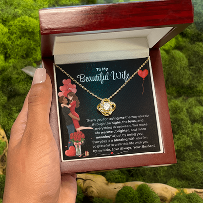 To My Beautiful Wife Love Knot Necklace