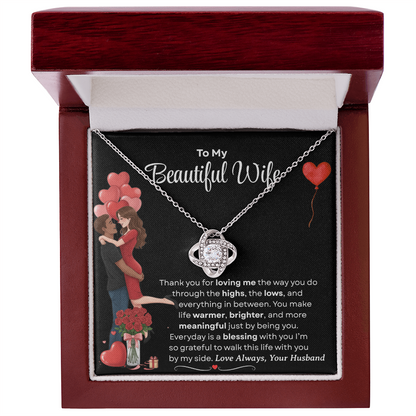 To My Beautiful Wife Love Knot Necklace