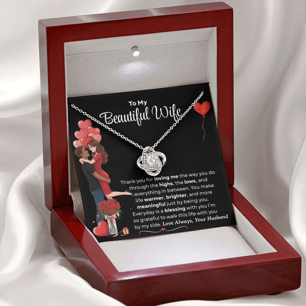 To My Beautiful Wife Love Knot Necklace