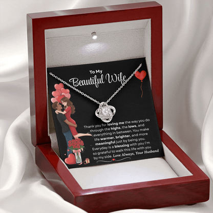 To My Beautiful Wife Love Knot Necklace