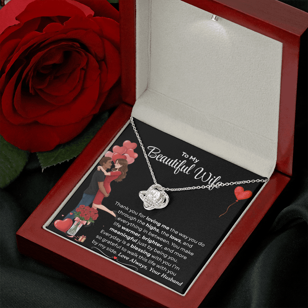 To My Beautiful Wife Love Knot Necklace