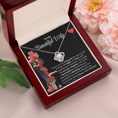 To My Beautiful Wife Love Knot Necklace