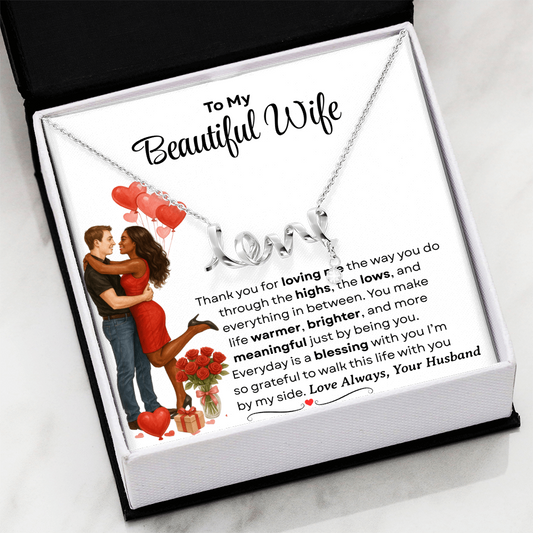 To My Beautiful Wife | Love Script Necklace