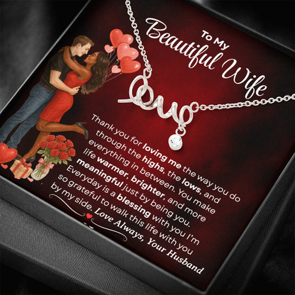 To My Beautiful Wife | Love Script Necklace