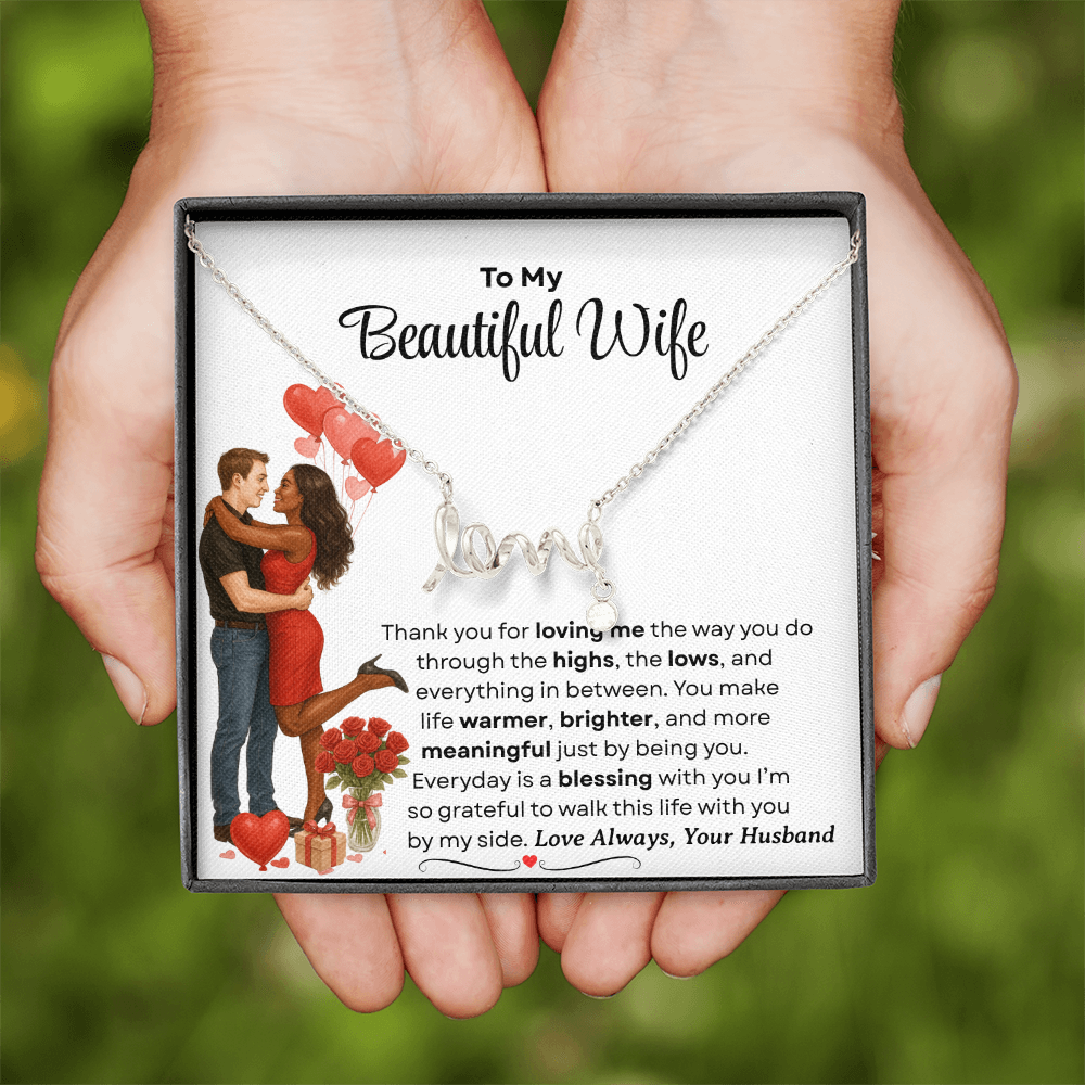 To My Beautiful Wife | Love Script Necklace