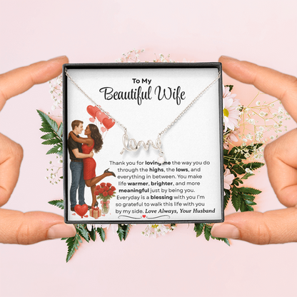 To My Beautiful Wife | Love Script Necklace